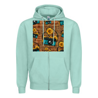 Seafoam western sunflowers camera seamless pattern Zipper Hoodie - HRA Design Shop
