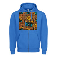 True Royal western sunflowers camera seamless pattern Zipper Hoodie - HRA Design Shop