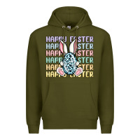 Army Green happy easter Premium Hoodie - MaliasSmallBusiness