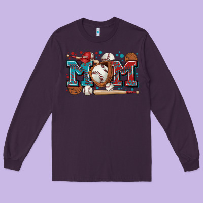 Mom Baseball Long Sleeve Tee Designed By Zillion Design Studio