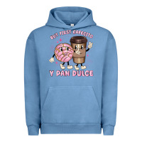 Pigment Pebble Blue but first cafecito y pan dulce Urban Hoodie - MaliasSmallBusiness