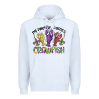 White my favorite season is crawfish Premium Hoodie - MaliasSmallBusiness