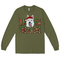 Army Green christmas  white shepherd dog mom Long Sleeve Tee - RanaPortraitStore
