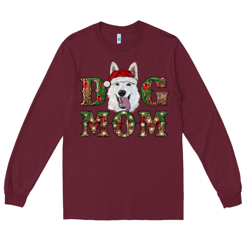 Christmas  White Shepherd Dog Mom Long Sleeve Tee by RanaPortraitStore | Teevron