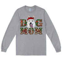 Heather Grey christmas  white shepherd dog mom Long Sleeve Tee - RanaPortraitStore