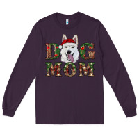 Plum christmas  white shepherd dog mom Long Sleeve Tee - RanaPortraitStore