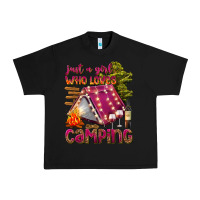 Black just a girl who loves camping Urban Heavy Tee - texasbilliewilder