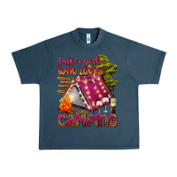 Midnight Navy just a girl who loves camping Urban Heavy Tee - texasbilliewilder