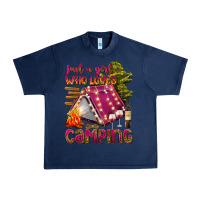 Navy just a girl who loves camping Urban Heavy Tee - texasbilliewilder