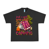 Pigment Black just a girl who loves camping Urban Heavy Tee - texasbilliewilder