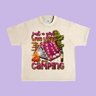 Just A Girl Who Loves Camping Urban Heavy Tee Designed By Texasbilliewilder