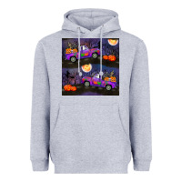 Heather Grey halloween spooky truck seamless pattern Heavyweight Hoodie - BundleAndBundleShop