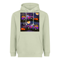 Matcha halloween spooky truck seamless pattern Heavyweight Hoodie - BundleAndBundleShop
