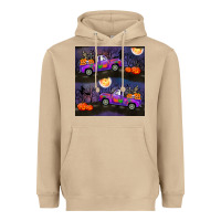 Mushroom halloween spooky truck seamless pattern Heavyweight Hoodie - BundleAndBundleShop
