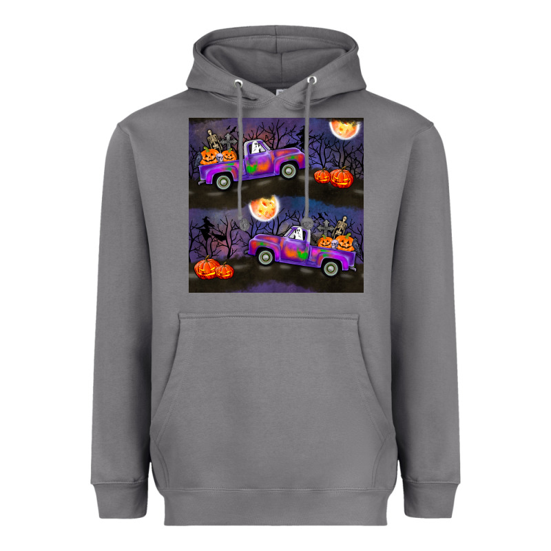 Halloween Spooky Truck Seamless Pattern Heavyweight Hoodie by BundleAndBundleShop | Teevron
