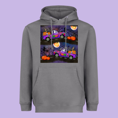 Halloween Spooky Truck Seamless Pattern Heavyweight Hoodie Designed By Bundleandbundleshop