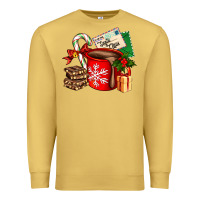 Antique Gold Christmas hot chocolate cup with gift and letters Premium Sweatshirt - AdoDesignShop
