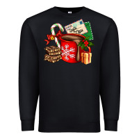 Black Christmas hot chocolate cup with gift and letters Premium Sweatshirt - AdoDesignShop
