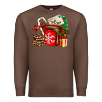 Chestnut Christmas hot chocolate cup with gift and letters Premium Sweatshirt - AdoDesignShop