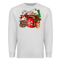 Dove Grey Christmas hot chocolate cup with gift and letters Premium Sweatshirt - AdoDesignShop