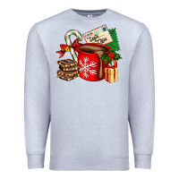 Heather Grey Christmas hot chocolate cup with gift and letters Premium Sweatshirt - AdoDesignShop