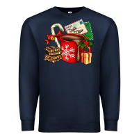 Navy Christmas hot chocolate cup with gift and letters Premium Sweatshirt - AdoDesignShop