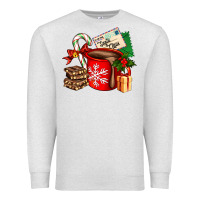 Oatmeal Heather Christmas hot chocolate cup with gift and letters Premium Sweatshirt - AdoDesignShop
