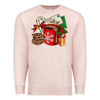 Pale Pink Christmas hot chocolate cup with gift and letters Premium Sweatshirt - AdoDesignShop