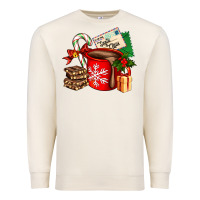 Sandshell Christmas hot chocolate cup with gift and letters Premium Sweatshirt - AdoDesignShop
