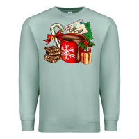 Seafoam Christmas hot chocolate cup with gift and letters Premium Sweatshirt - AdoDesignShop