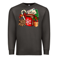 Smoke Christmas hot chocolate cup with gift and letters Premium Sweatshirt - AdoDesignShop