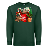 Sports Green Christmas hot chocolate cup with gift and letters Premium Sweatshirt - AdoDesignShop