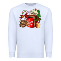 White Christmas hot chocolate cup with gift and letters Premium Sweatshirt - AdoDesignShop