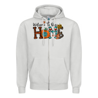 Dove Grey welcome to our home Zipper Hoodie - CowhideDigitalArt