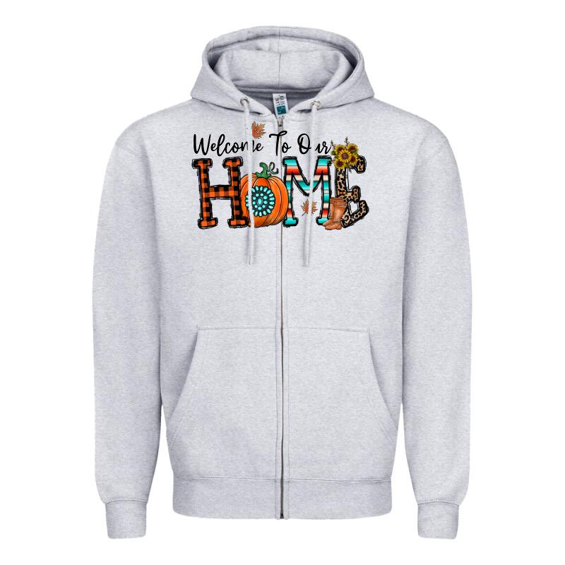 Welcome To Our Home Zipper Hoodie by CowhideDigitalArt | Teevron