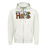 Oatmeal Heather welcome to our home Zipper Hoodie - CowhideDigitalArt