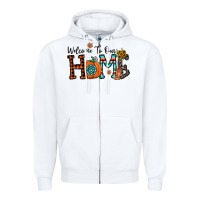 White welcome to our home Zipper Hoodie - CowhideDigitalArt