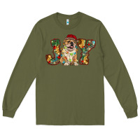 Army Green bulldog christmas joy Long Sleeve Tee - RanaPortraitStore