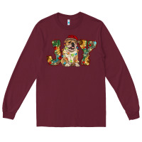 Burgundy bulldog christmas joy Long Sleeve Tee - RanaPortraitStore