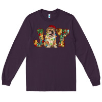 Plum bulldog christmas joy Long Sleeve Tee - RanaPortraitStore
