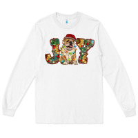 White bulldog christmas joy Long Sleeve Tee - RanaPortraitStore