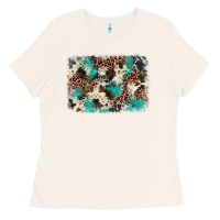 Turquoise Glitter Cowhide Background Ladies Tee | Teevron