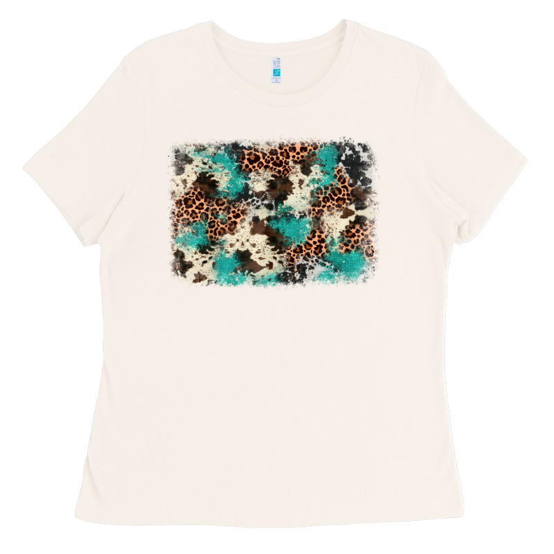 Turquoise Glitter Cowhide Background Ladies Tee by BarkalooDesign | Teevron