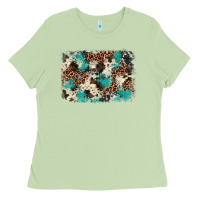 Matcha turquoise glitter cowhide background Ladies Tee - BarkalooDesign