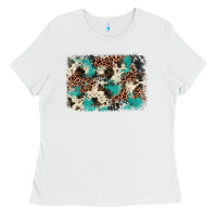 White turquoise glitter cowhide background Ladies Tee - BarkalooDesign