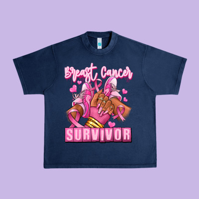 Breast Cancer Survivor Afro Girl Sneakers Urban Heavy Tee Designed By Ranaportraitstore