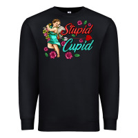 Black stupid cupid Premium Sweatshirt - AdoDesignShop