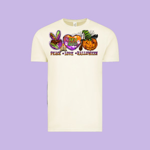 Peace Love Halloween Vintage Tee Designed By Barkaloodesign