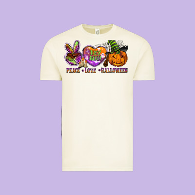 Peace Love Halloween Vintage Tee Designed By Barkaloodesign