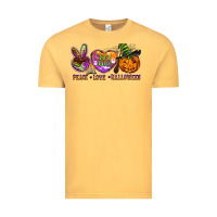 Vintage Mustard peace love halloween Vintage Tee - BarkalooDesign